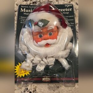 Vintage Motion Activated Musical Santa Greeter Wall Door Plaque 3 Songs